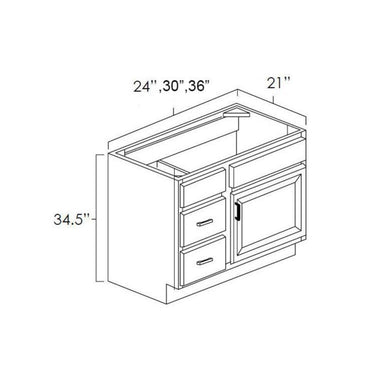 Vanity Combo Bases-Drawers Left West Point Grey