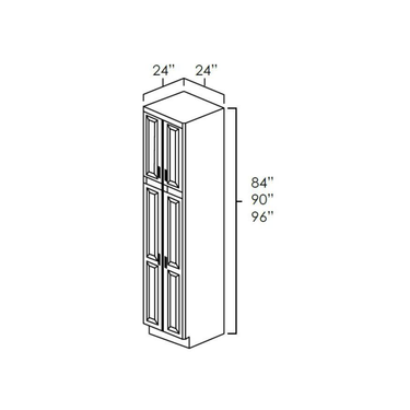24” Wide Utility Cabinets-4 Doors Aspen White