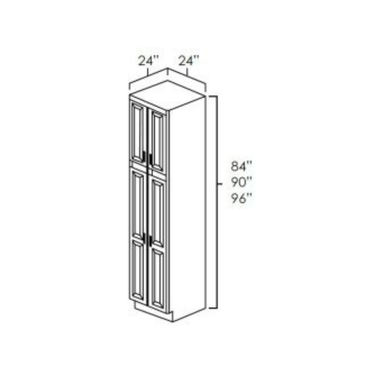 24” Wide Utility Cabinets-4 Doors Glazed Mocha