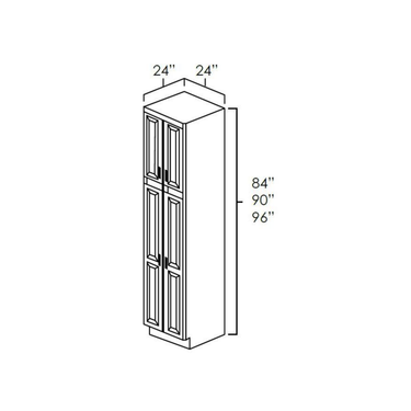 24” Wide Utility Cabinets-4 Doors Kitchen Cabinet Platinum Shaker