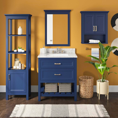 CRAFT + MAIN Lawson Bathroom Wall Cabinet Aegean Blue with Shelf 24" x 28"