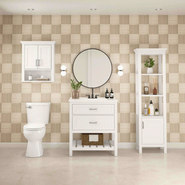 CRAFT + MAIN Hollis Bathroom Wall Cabinet White with Doors and Open Shelf 24" x 28"