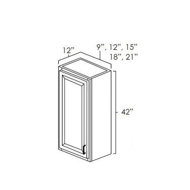 42" High Wall Cabinets Single Door White Shaker