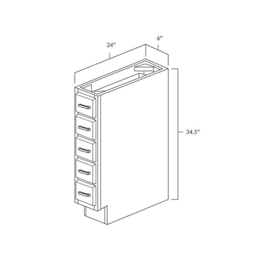 Base Spice Drawer Kitchen Cabinet Platinum Shaker