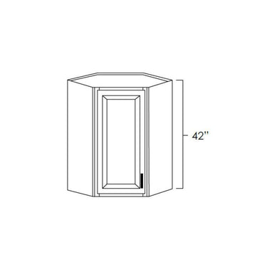 Diagonal Corner Wall Cabinet with Plain Glass Hickory Shaker