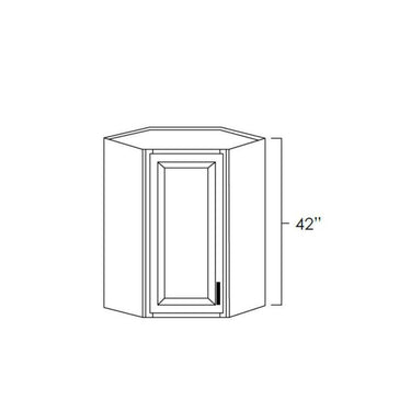 Diagonal Corner Wall Cabinet with Plain Glass White Shaker