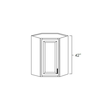 Diagonal Corner Wall Cabinet with Plain Glass Kitchen Cabinet Platinum Shaker