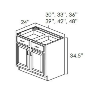 Double Door Double Drawer Bases Glazed Mocha