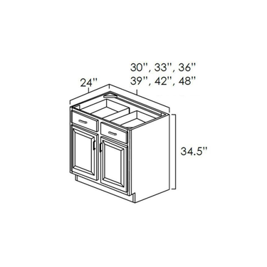 Double Door Double Drawer Bases Kitchen Cabinet Platinum Shaker