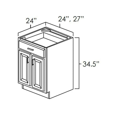 Double Door Single Drawer Base Hickory Shaker