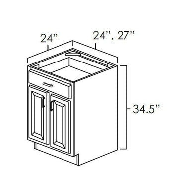 Double Door Single Drawer Base Winchester Grey