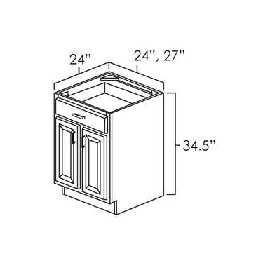 Double Door Single Drawer Base Kitchen Cabinet Platinum Shaker