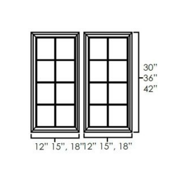 Set of Double Glass Doors Glazed Mocha