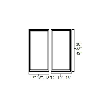 Set of Double Glass Doors Kitchen Cabinet Platinum Shaker