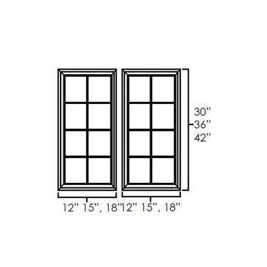Set of Double Glass Doors White Shaker