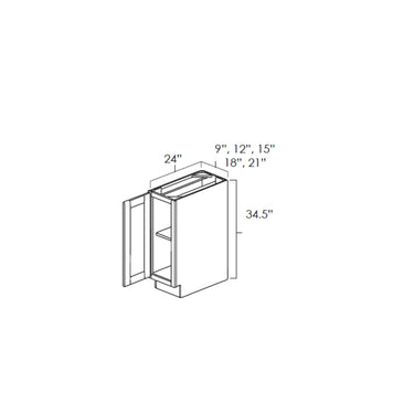Single Door Full Height Base Cabinet White Shaker
