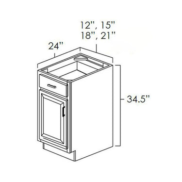 Single Door Single Drawer Base Hickory Shaker
