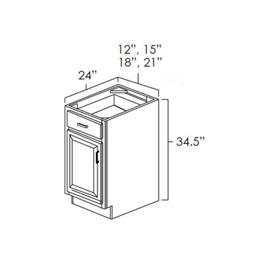 Single Door Single Drawer Base Glazed Mocha