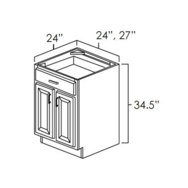 Double Door Single Drawer Base Glazed Mocha