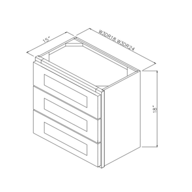 Wall 3 Drawer Cabinets Kitchen Cabinet Platinum Shaker