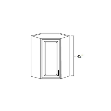 Aspen White - 42" - Wall Diagonal Corner Kitchen Cabinet with Plain Glass          Ask ChatGPT
